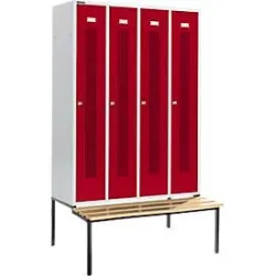 Schäfer Shop Select Kleiderspind, mit Sitzbank, 4 Abteile, 300 mm, Zylinderschloss, Tür rubinrot