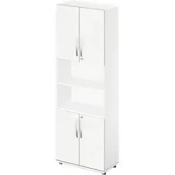 Schäfer Shop Select Kombischrank LOGIN, oben und unten 2 Ordnerhöhen mit Tür, Mitte Regal, B 800 x T 420 x H 2196 mm, weiss/weiss