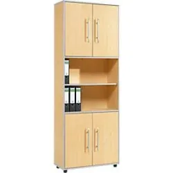 Schäfer Shop Select Kombischrank Moxxo IQ, Holz, 4 Flügeltüren, 2 offene Fächer, 6 OH, B 801 x T 362 x H 2166 mm, Ahorn-Dekor