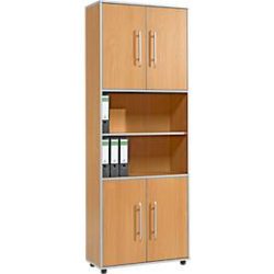 Schäfer Shop Select Kombischrank Moxxo IQ, Holz, 4 Flügeltüren, 2 offene Fächer, 6 OH, B 801 x T 362 x H 2166 mm, Buche-Dekor