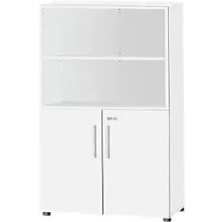 Schäfer Shop Select Kombischrank Start Off, 4 OH, abschliessbar, B 800 x T 420 x H 1470 mm, Holz, weiss/weiss
