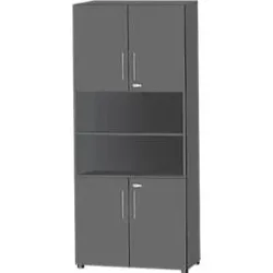 Schäfer Shop Select Kombischrank Start Off, 6 OH, 4 OH m. Tür, abschliessbar, B 800 x T 420 x H 2196 mm, graphit/graphit