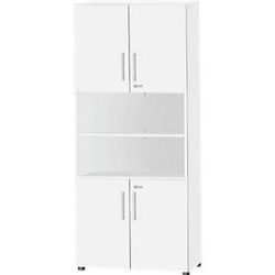 Schäfer Shop Select Kombischrank Start Off, 6 OH, 4 OH m. Tür, abschliessbar, B 800 x T 420 x H 2196 mm, weiss/weiss