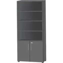 Schäfer Shop Select Kombischrank Start Off, 6 OH, 2 OH mit Tür, abschliessbar, B 800 x T 420 x H 2196 mm, graphit/graphit
