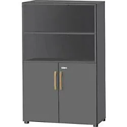 Schäfer Shop Select Kombischrank Start Off Wood, 4 OH, abschliessbar, B 800 x T 420 x H 1514 mm, Holz, graphit