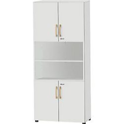 Schäfer Shop Select Kombischrank Start Off Wood, 6 OH, abschliessbar, B 800 x T 420 x H 2240 mm, Holz, lichtgrau