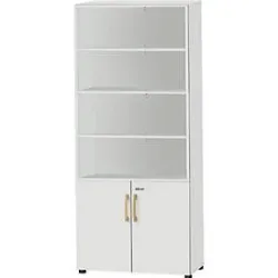 Schäfer Shop Select Kombischrank Start Off Wood, 6 OH, abschliessbar, B 800 x T 420 x H 2240 mm, Holz, lichtgrau
