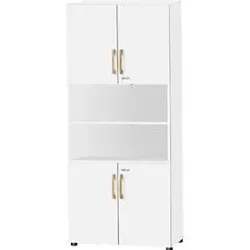 Schäfer Shop Select Kombischrank Start Off Wood, 6 OH, abschliessbar, B 800 x T 420 x H 2240 mm, Holz, weiss