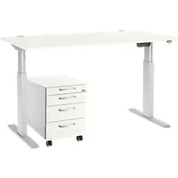 Schäfer Shop Select Komplettset Schreibtisch und Rollcontainer ERGO-T, einstufig höhenverstellbar, Tisch B 1600 mm,