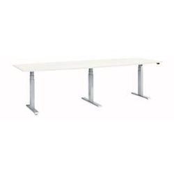Schäfer Shop Select Konferenztisch ERGO-T 2.0 Big, bis 8 Personen, elektrisch höhenverstellbar, Tonne, T-Fuss, B 2800 mm, weiss/weissalu