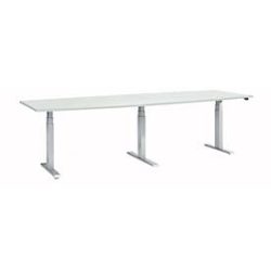Schäfer Shop Select Konferenztisch ERGO-T 2.0 Big, bis 8 Personen, elektrisch höhenverstellbar, Tonne, T-Fuss, B 2800 mm, lichtgrau/weissalu
