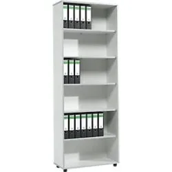 Schäfer Shop Select Regal MOXXO IQ, Holz, 6 Fächer, 6 OH, B 801 x T 362 x H 2168 mm, lichtgrau