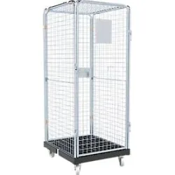 Schäfer Shop Select Rollbox ADB BASICline, 5-seitig, mit Tür, ohne Zwischenboden, bis 500 kg, Lenk- & Bockrollen, L 724 x B 815 x H 1810 mm, Stahl & Recycling-HDPE