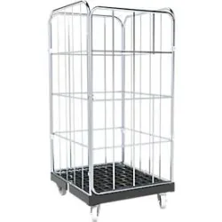 Schäfer Shop Select Rollbox BASICline, 4-seitig, mit 1-teiliger Vorderwandtür, bis 500 kg, Lenk- & Bockrollen, L 724 x B 845 x H 1530 mm, Stahl & Recycling-HDPE