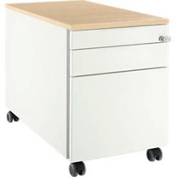 Schäfer Shop Select Rollcontainer 126, 3 Schübe, mit Griffnut, weiss/Ahorn-Dekor