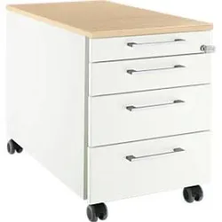 Schäfer Shop Select Rollcontainer 1233, 4 Schübe, Griff eckig, weiss/Ahorn-Dekor