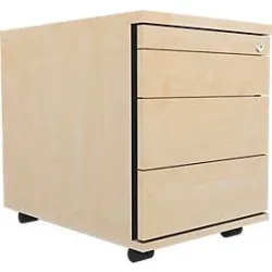 Schäfer Shop Select Rollcontainer 1233, Utensilienauszug + Schubladen, abschliessbar, Spanplatte, B 428 x T 600 x H 540 mm, Ahorn