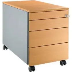 Schäfer Shop Select Rollcontainer 1233, mit Griffnut, B 435 x H 567 mm, weissalu/weissalu/Buche-Dekor
