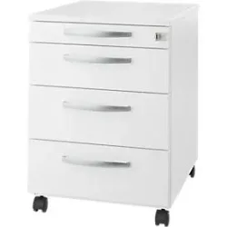Schäfer Shop Select Rollcontainer LOGIN, 3 Schubladen, 1 Utensilienauszug, Zentralverriegelung, B 432 x T 580 x H 595 mm, weiss