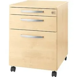 Schäfer Shop Select Rollcontainer Login, HR-Auszug+Utensilienauszug+Schublade, abschliessbar, Holz, B 431 x T 580 x H 595 mm, Ahorn/Ahorn