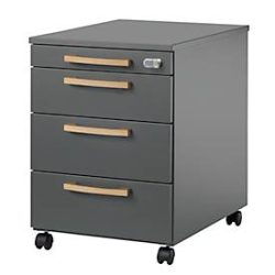 Schäfer Shop Select Rollcontainer Start Off Wood, 3 Schübe, Utensilienauszug, B 432 x T 580 x H 595 mm, Holz, graphit