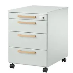 Schäfer Shop Select Rollcontainer Start Off Wood, 3 Schübe, Utensilienauszug, B 432 x T 580 x H 595 mm, Holz, lichtgrau
