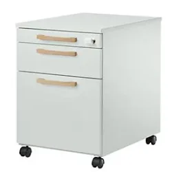 Schäfer Shop Select Rollcontainer Start Off Wood, Schub, Hängeregister & Utensilienauszug, B 432 x T 580 x H 595 mm, lichtgrau