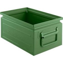 Schäfer Shop Select Stapelbox, 8,5 l, 60 kg, L 330 x B 209 x H 150 mm, Stahl, RAL 6011 (resadagrün)