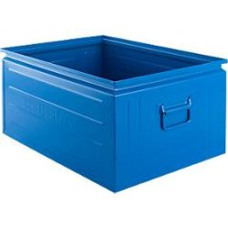 Schäfer Shop Select Stapelbox, 83 l, 250 kg, L 658 x B 459 x H 300 mm, Stahl, 5015 (himmelblau)