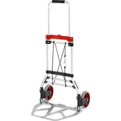 Schäfer Shop Select Sackkarre, Tragkraft 100 kg, klappbar, elastisches Spannband, 2 Bockrollen, Aluminium/Kunststoff, rot-schwarz-silber