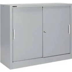 Schäfer Shop Select Schiebetürenschrank MS iCONOMY, Stahl, 3 Ordnerhöhen, B 1200 x T 400 x H 1215 mm, weissaluminium RAL 9006
