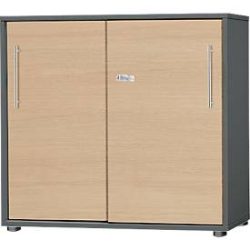 Schäfer Shop Select Schiebetürenschrank Start Off, 2 OH, abschliessbar, B 800 x T 420 x H 788 mm, Holz, graphit/ahorn