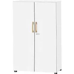 Schäfer Shop Select Schrank Start Off Wood, 4 OH, abschliessbar, B 800 x T 420 x H 1514 mm, Holz, weiss