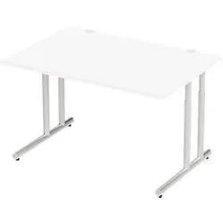 Schäfer Shop Select Schreibtisch COMBITEC, Rechteck, C-Fuss, B 1200 x T 800 x H 677-817 mm, weiss/weissaluminium