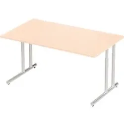 Schäfer Shop Select Schreibtisch COMBITEC, Rechteck, C-Fuss, B 1600 x T 800 x H 677-817 mm, Ahorn/weissaluminium