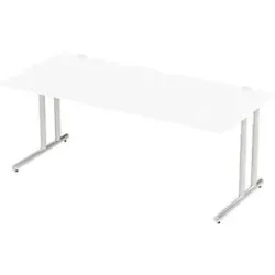 Schäfer Shop Select Schreibtisch COMBITEC, Rechteck, C-Fuss, B 2000 x T 1000 x H 677-817 mm, weiss/weissaluminium