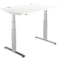 Schäfer Shop Select Schreibtisch DRIVE UP 2, elektrisch höhenverstellbar, Rechteck, T-Fuss, B 1200 x T 800 x H 630-1290 mm, weiss/weissaluminium