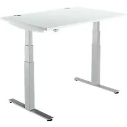 Schäfer Shop Select Schreibtisch DRIVE UP 2, elektrisch höhenverstellbar, Rechteck, T-Fuss, B 1200 x T 800 x H 630-1290 mm, lichtgrau/weissaluminium