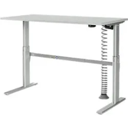Schäfer Shop Select Schreibtisch, elektrisch höhenverstellbar, Rechteck, C-Fuss, B 1600 x T 800 x H 725-1185 mm, lichtgrau/alusilber