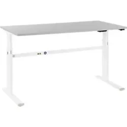 Schäfer Shop Select Schreibtisch, elektrisch höhenverstellbar, Rechteck, C-Fuss, B 1600 x T 800 x H 725-1185 mm, lichtgrau/weiss