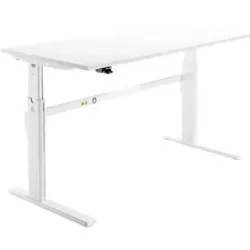 Schäfer Shop Select Schreibtisch, elektrisch höhenverstellbar, Rechteck, C-Fuss, B 1800 x T 800 x H 725-1185 mm, weiss