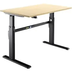 Schäfer Shop Select Schreibtisch, elektrisch höhenverstellbar, Rechteck, C-Fuss, B 1200 x T 800 x H 725-1185 mm, Ahorn/schwarz
