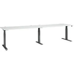 Schäfer Shop Select Schreibtisch ERGO-T 2.0 Big, elektr. höhenverstellbar, Rechteck, T-Fuss, B 3200 x T 800 x H 640-1300 mm, lichtgrau/anthrazit