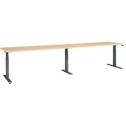 Schäfer Shop Select Schreibtisch ERGO-T 2.0 Big, elektr. höhenverstellbar, Rechteck, T-Fuss, B 3600 x T 800 x H 640-1300 mm, Ahorn/anthrazit