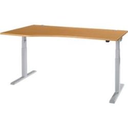 Schäfer Shop Select Schreibtisch ERGO-T 2.0, elektrisch höhenverstellbar, Freiform Ansatz links, T-Fuss, B 1800x H 640-1300 mm, Buche/weissalu