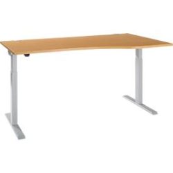 Schäfer Shop Select Schreibtisch ERGO-T 2.0, elektrisch höhenverstellbar, Freiform Ansatz rechts, T-Fuss, B 1800 x H 715-1205 mm, Buche/weissalu