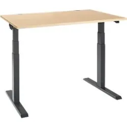 Schäfer Shop Select Schreibtisch ERGO-T 2.0, elektrisch höhenverstellbar, Rechteck, T-Fuss, B 1200 x T 800 x H 640-1300 mm, Ahorn/anthrazit