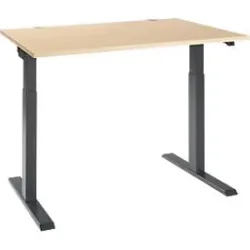 Schäfer Shop Select Schreibtisch ERGO-T 2.0, elektrisch höhenverstellbar, Rechteck, T-Fuss, B 1200 x T 800 x H 715-1205 mm, Ahorn/anthrazit