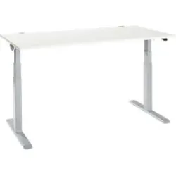 Schäfer Shop Select Schreibtisch ERGO-T 2.0, elektrisch höhenverstellbar, Rechteck, T-Fuss, B 1600 x T 800 x H 640-1300 mm, weiss/weissalu