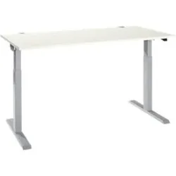 Schäfer Shop Select Schreibtisch ERGO-T 2.0, elektrisch höhenverstellbar, Rechteck, T-Fuss, B 1600 x T 800 x H 715-1205 mm, weiss/weissalu